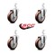 Service Caster 4 Inch Maroon Polyurethane Wheel Swivel 7/8 Inch Square Stem Caster Set SCC SCC-SQ20S414-PPUB-MRN-78-4 - alternate 2